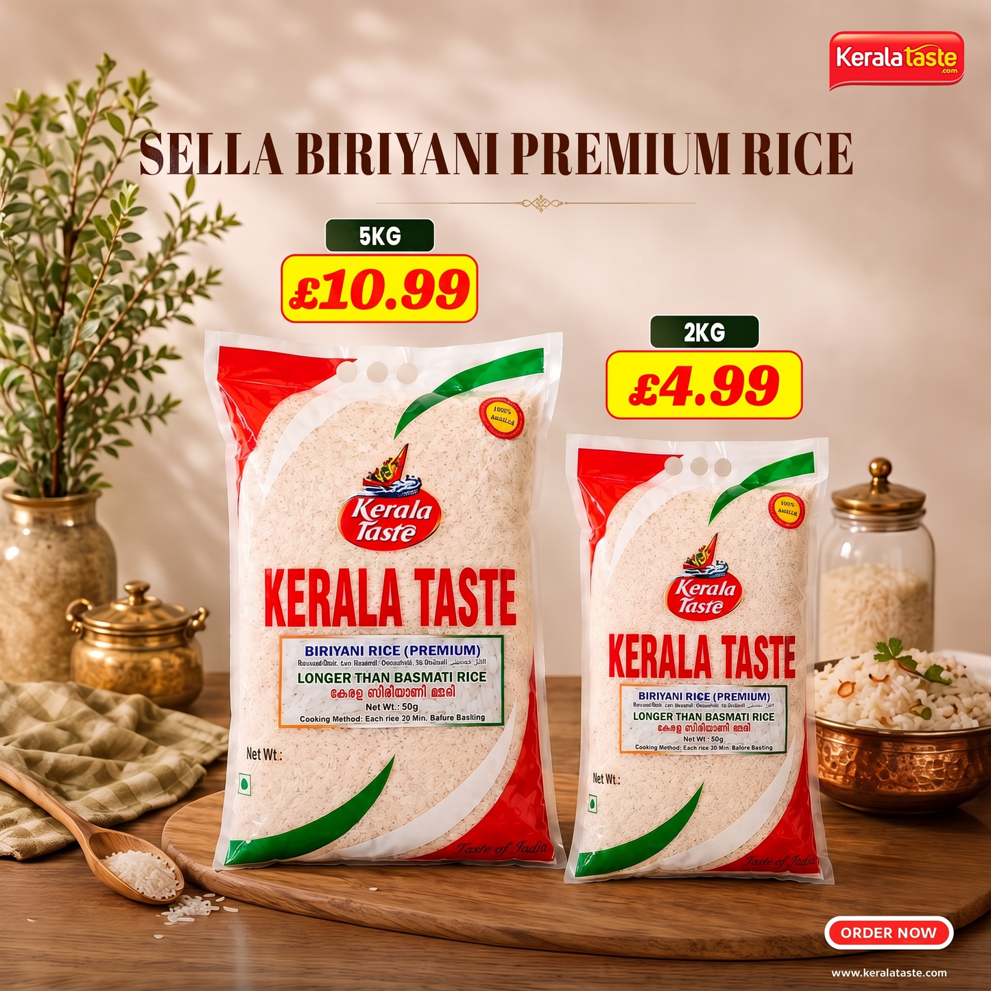 1121 Sella Extra Long Grain Premium Basmati Rice (Biriyani Rice) by Kerala Taste