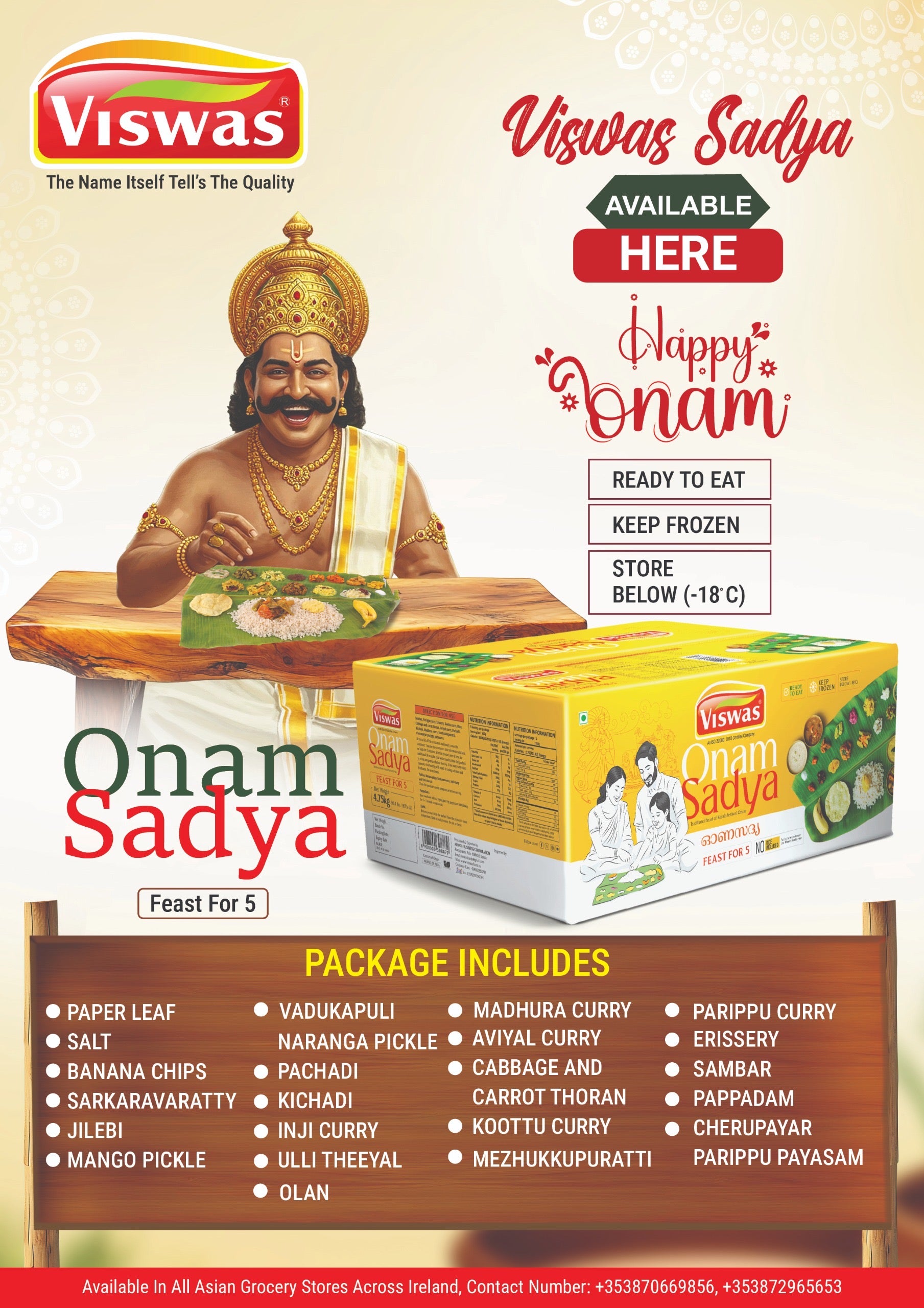 Kerala's Traditional onam Sadhya by Viswas Per-Order
