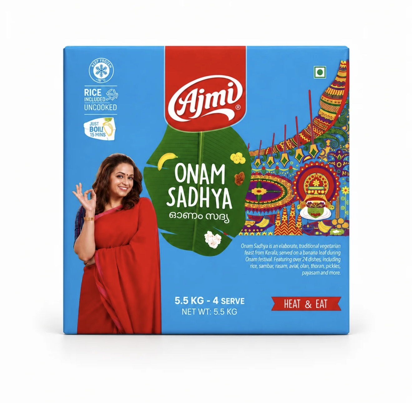Kerala's Traditional Onam Sadhya by Ajmi (Serves 4 Person) Includes Rice