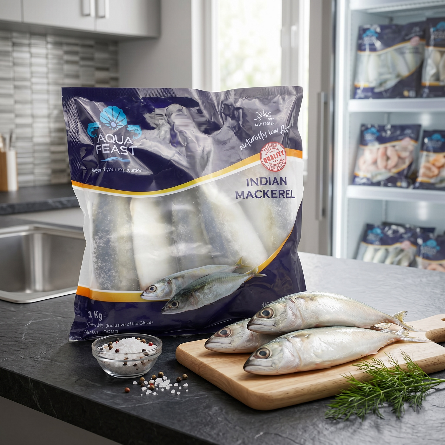 Frozen Indian Mackerel Whole (Ayala) by Aqua Feast