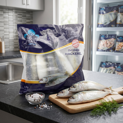 Frozen Indian Mackerel Whole (Ayala) by Aqua Feast