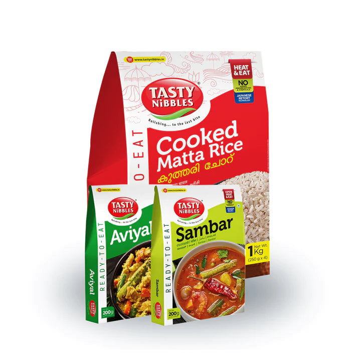 Ready to Eat Cooked Combo Pack |Matta Rice | Sambar and Aviyal