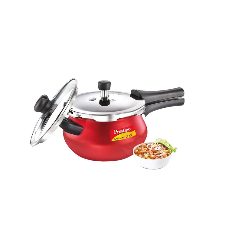 Prestige Deluxe Duo plus Hard Aluminum Pressure Handi with stainless Steel Lid and Glass lid